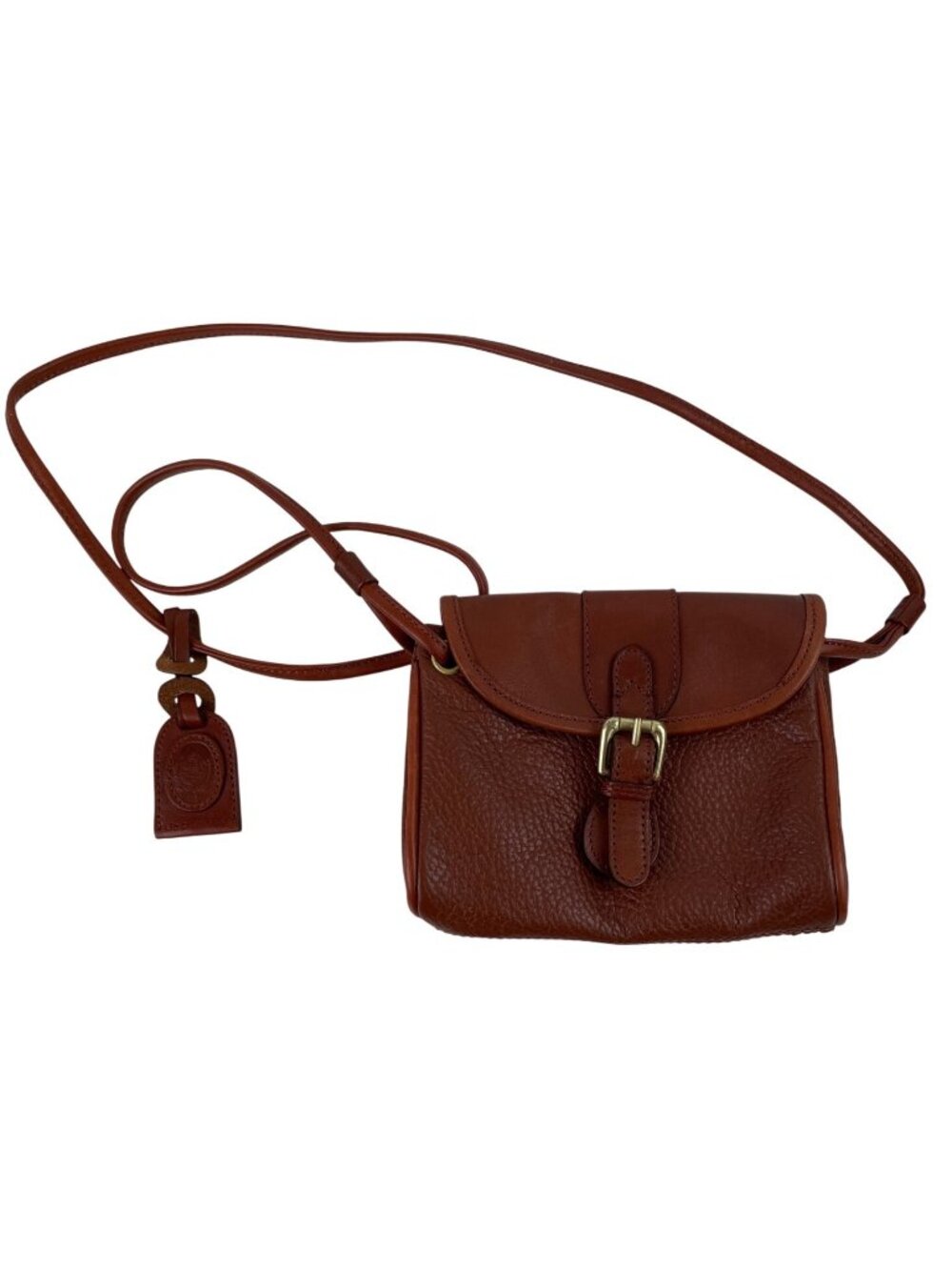 Vintage Liz Claiborne Brown Leather Crossbody Bag Buckle & Adjustable Strap